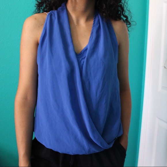 royal blue surplice tank top - Picture 1 of 4